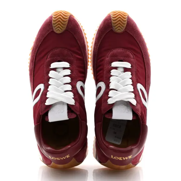 Nylon Suede Flow Runners Sneakers Burgundy White
