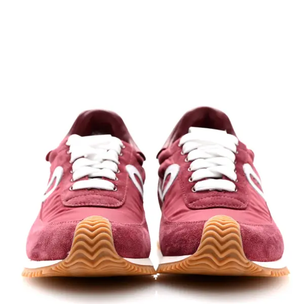 Nylon Suede Flow Runners Sneakers Burgundy White