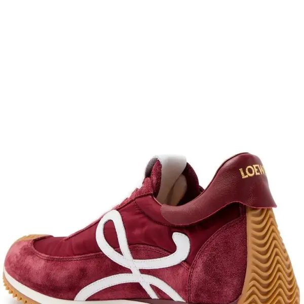 Nylon Suede Flow Runners Sneakers Burgundy White