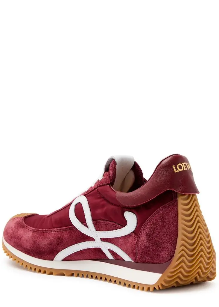 Nylon Suede Flow Runners Sneakers Burgundy White