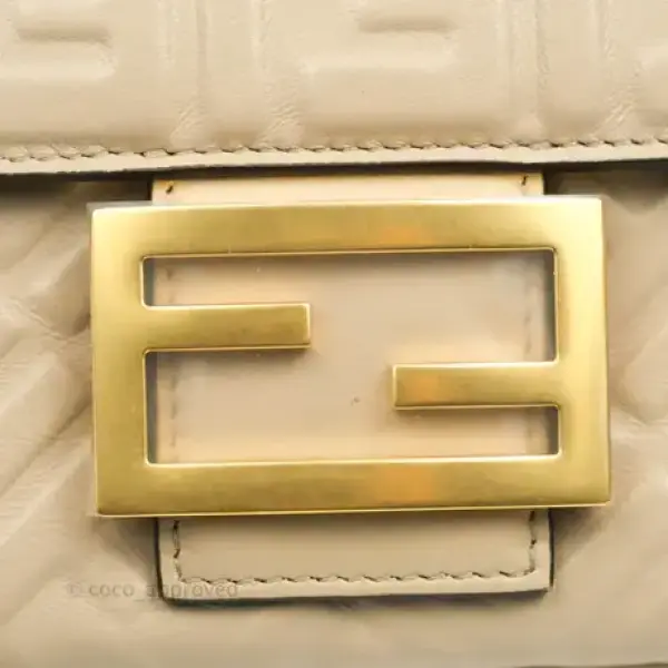 Fendi Baguette Chain Midi Light Grey Lambskin Bag