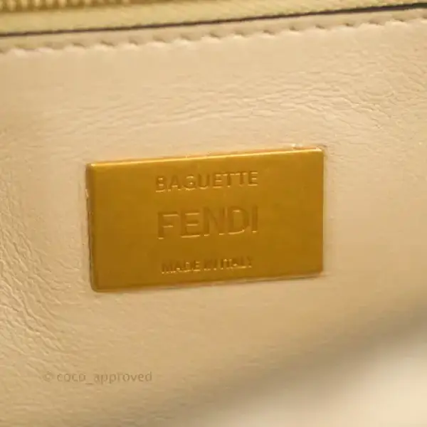 Fendi Baguette Chain Midi Light Grey Lambskin Bag