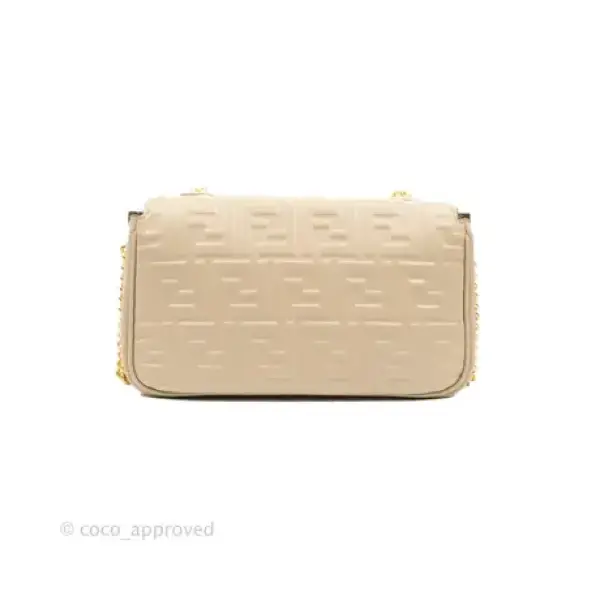Fendi Baguette Chain Midi Light Grey Lambskin Bag