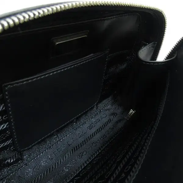 Prada Shoulder Bag Triangle Brick Saffiano Leather Black