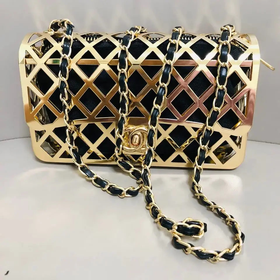 Gold-tone Metal Mini Cage Flap bag