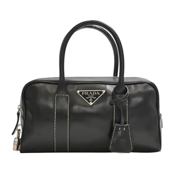 Black leather Hydra bowling handbag