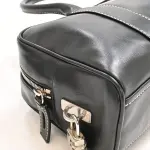 Black leather Hydra bowling handbag