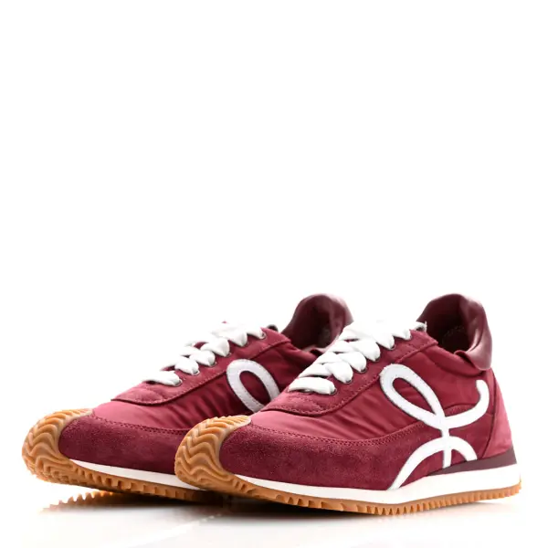 Nylon Suede Flow Runners Sneakers Burgundy White