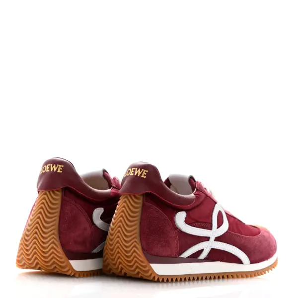 Nylon Suede Flow Runners Sneakers Burgundy White