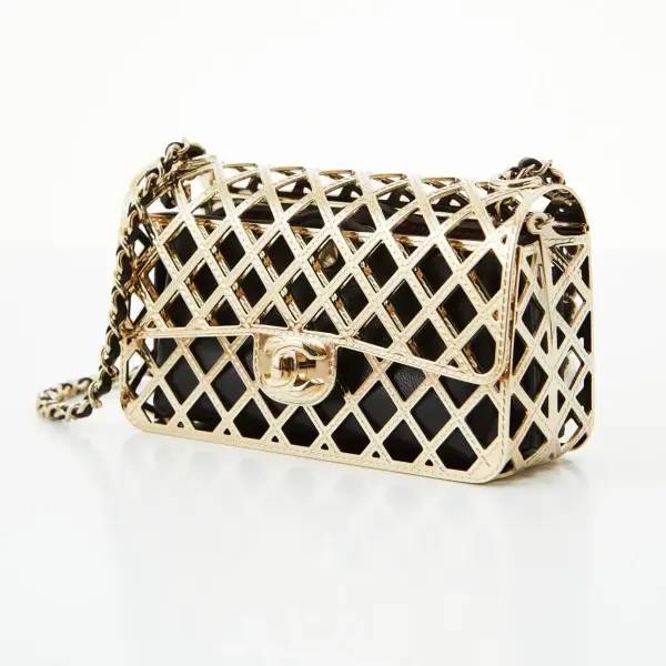 Gold-tone Metal Mini Cage Flap bag