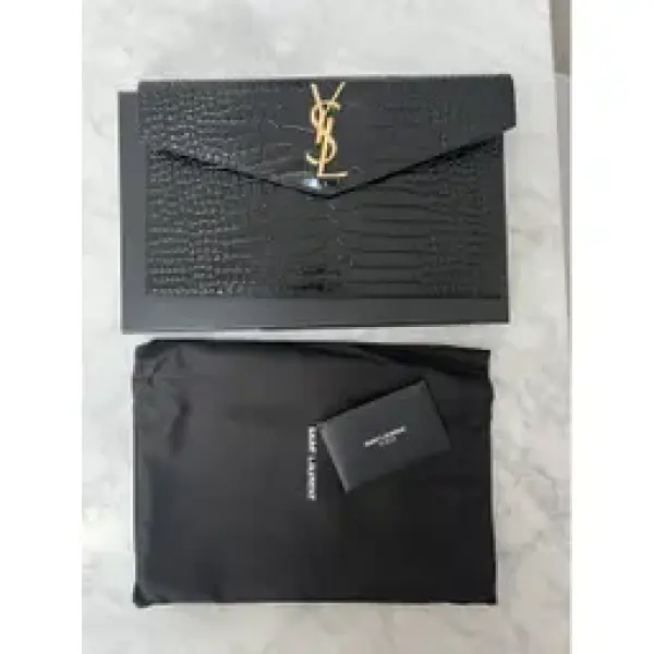 Black Leather Clutch Bag