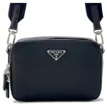 Prada Shoulder Bag Triangle Brick Saffiano Leather Black