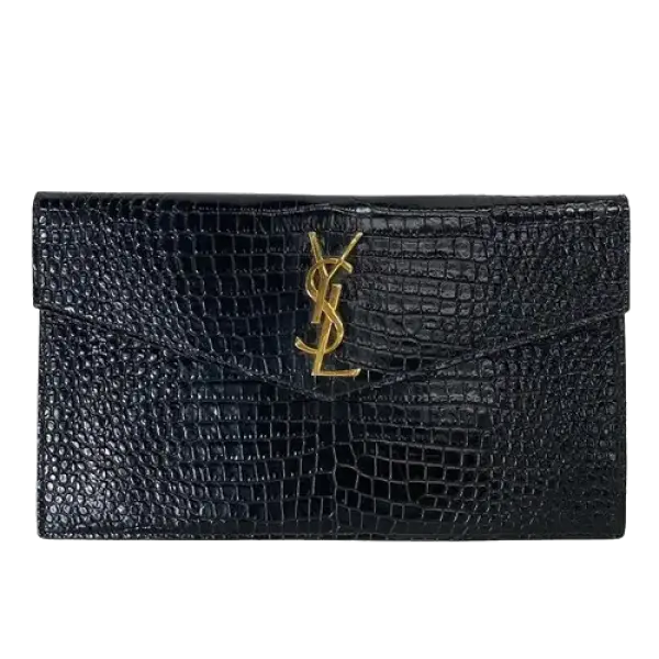 Black Leather Clutch Bag