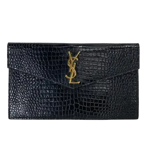 Black Leather Clutch Bag